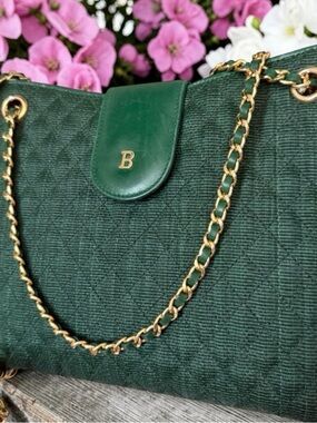 Vintage BALLY dark,green shoulder bag, RARE EUC
